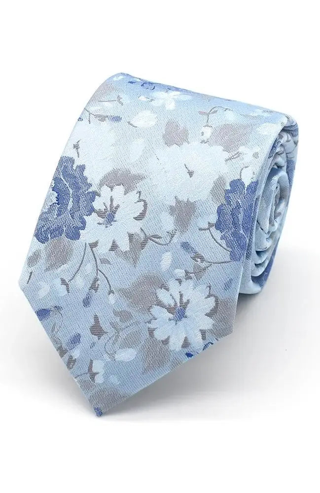 L A Smith Pink Large Floral Tie And Hank Set - Blue - Accessories