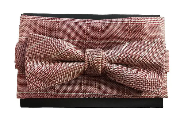 L A Smith Red Slim Silk Bow Tie And Hank Set - Accessories