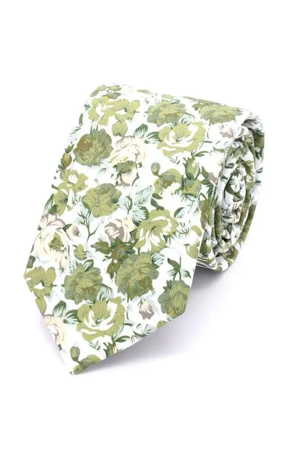 L A Smith Sage Beautifull Floral Tie And Hank Set - Accessories