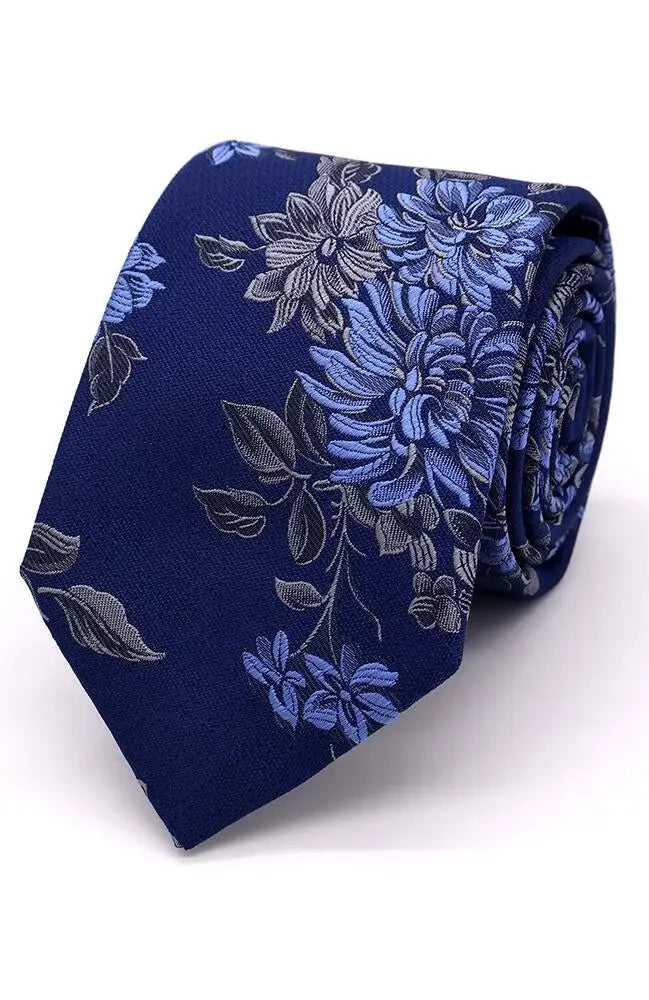 LA Smith Large Flower Woven Wedding Poly Ties - MENSWEARR.COM