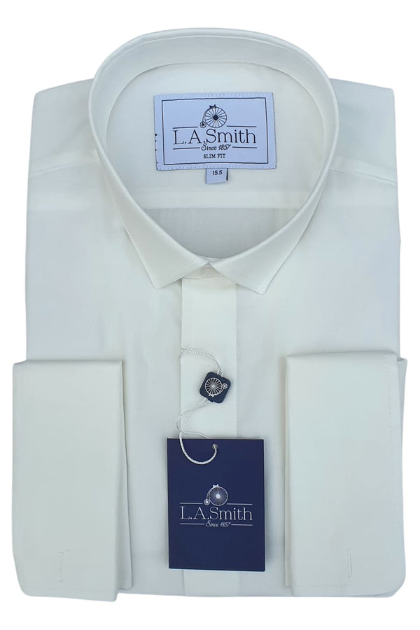 LA Smith Men’s Ivory Slim-Fit Shirt - UK 14.5 | EU 37 - Shirts