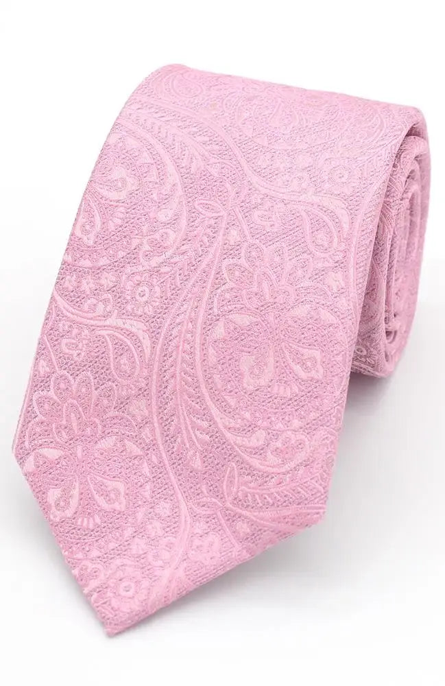 LA Smith Paisley Lace Woven Wedding Poly Ties - Dusky Pink - Accessories