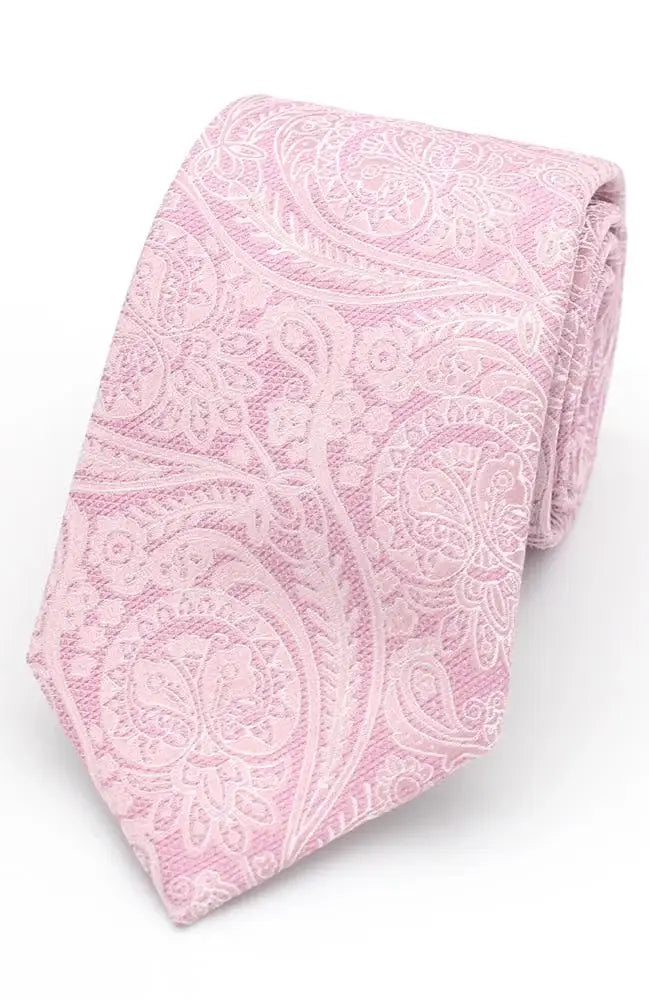 LA Smith Paisley Lace Woven Wedding Poly Ties - Mid Pink - Accessories
