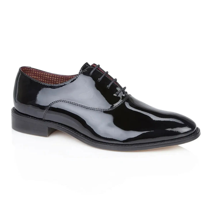 London Brogues Albert Black Patent Shiny Shoes
