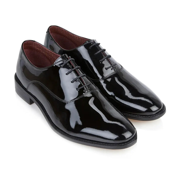 London Brogues Albert Black Patent Shiny Shoes - UK7 | EU41