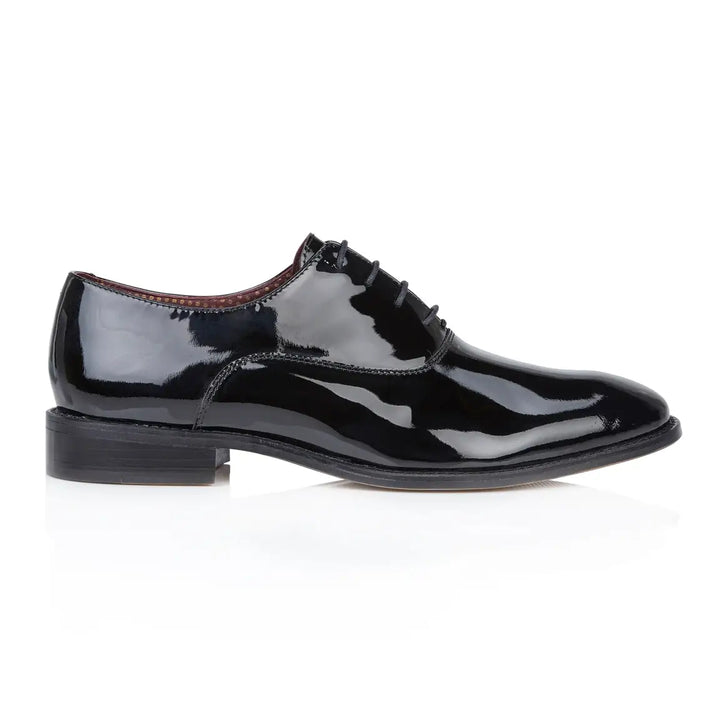 London Brogues Albert Black Patent Shiny Shoes