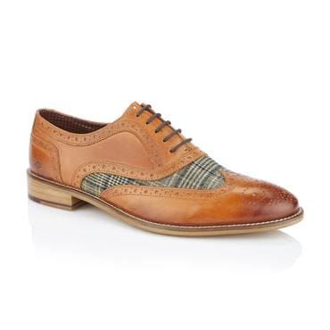 London Brogue Shelby Oxford Tan Tweed Shoes - UK7 | EU41 - Shoes
