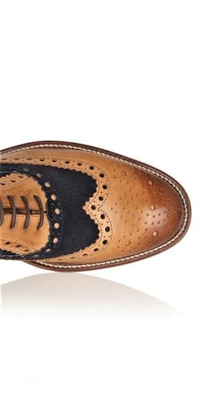 London Brogues Gatsby Brogue Tan/Navy-Wide Fit Men’s Shoes - Shoes