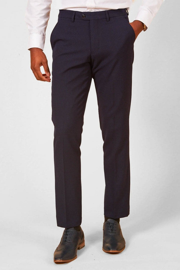 Marc Darcy Bromley Navy Check Trousers - Trousers