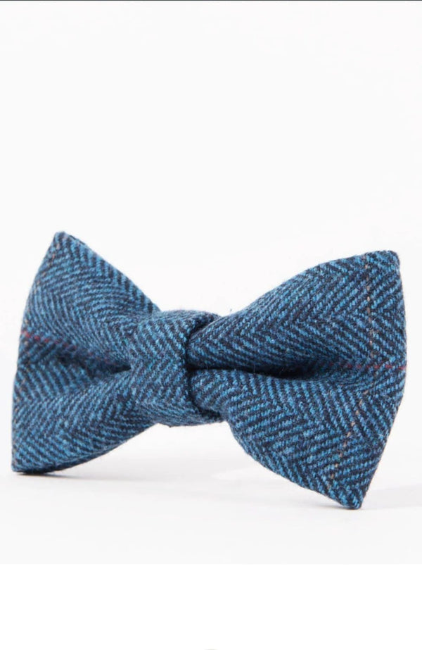 Marc Darcy Dion Blue Tweed Check Bow Tie - Accessories
