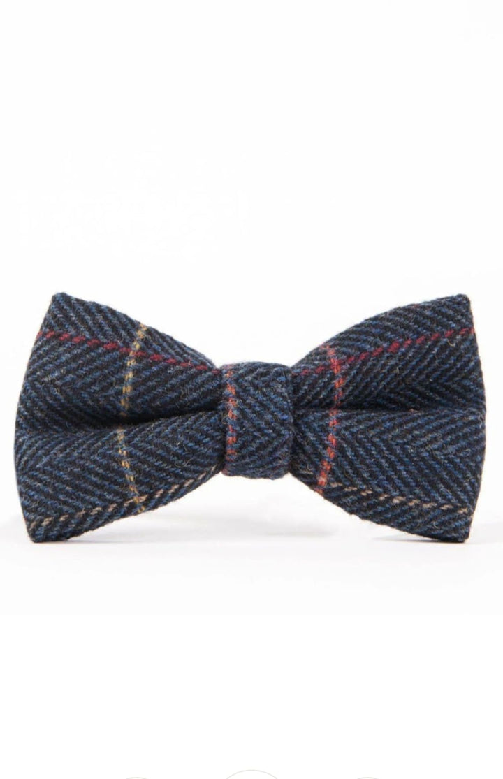 Marc Darcy Eton Navy Blue Check Tweed Bow Tie - Bow Tie