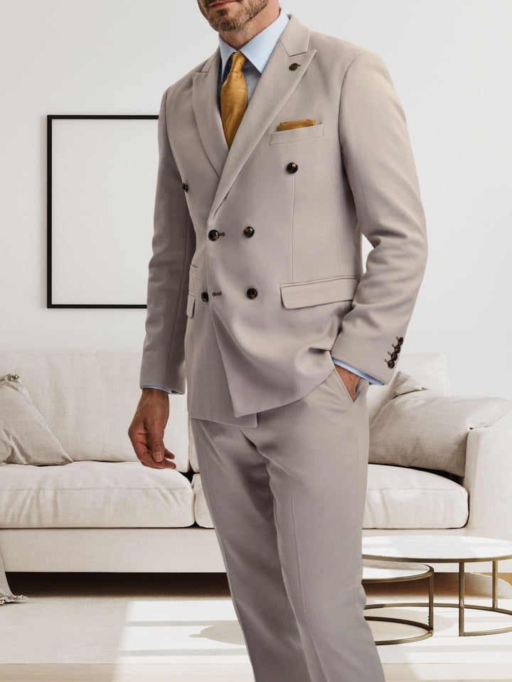 Marc Darcy HM5 Beige Stone Double Breasted Blazer - Jackets