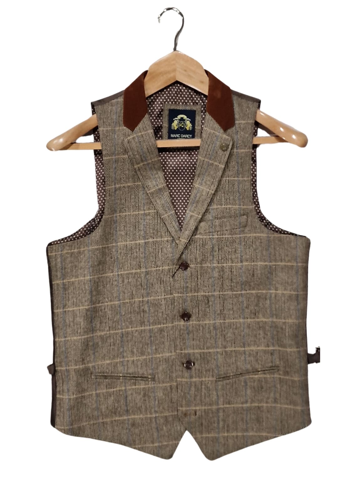 Marc Darcy Men's Slim Fit Tweed Blazer & Waistcoat Set – Smart Formal Dinner Jacket