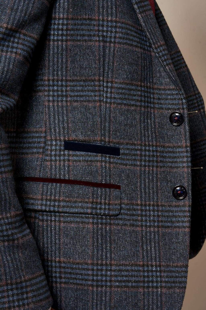 Marc Darcy Luca Men’s Navy Check Tweed Blazer - Suit & Tailoring