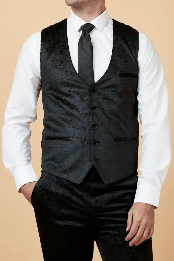 Marc Darcy Simon Velvet Paisley Tuxedo Waistcoat MENSWEARR