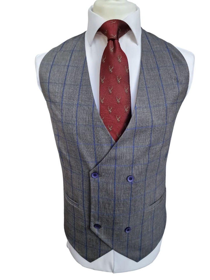 Men’s Grey Check 3-Piece Suit Size 38R with 32R Trousers - Suits