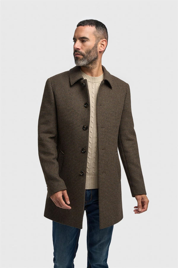 Cavani Pearson Brown Wool Blend Overcoat - MENSWEARR.COM - 36 - Cavani Suits | Tweed Suits Blazers Waistcoats