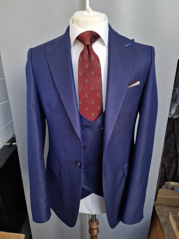 Wessi Blue 3 Piece Suit 38R With 32R Trousers