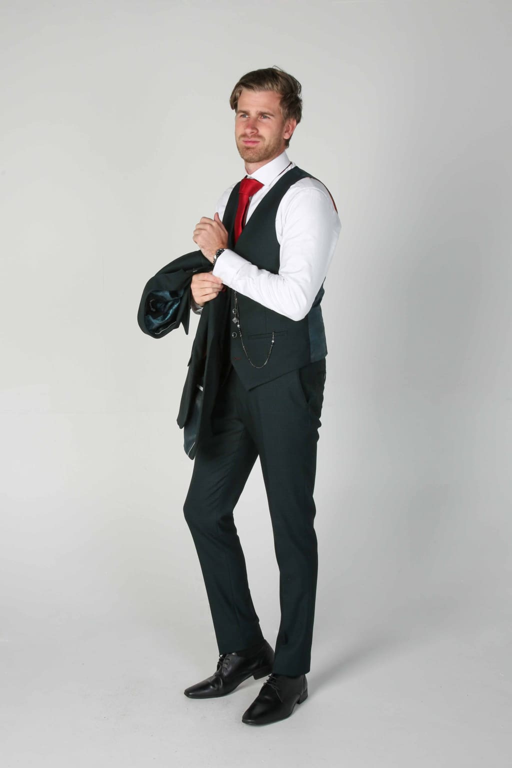 Jasper Green Men's Three Piece Suit - MENSWEARR.COM