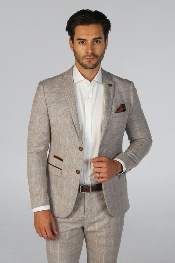 Leo Beige Men’s Two Piece Suit - Men’s Suits