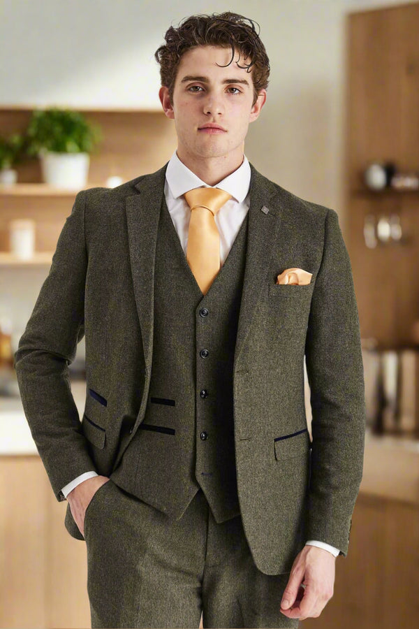 Oscar Green Tweed Three Piece Suit - Men’s Suits