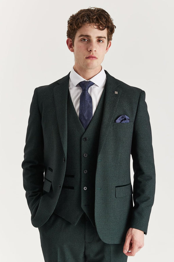 Regent Olive Check Three Piece Suit - Men’s Suits