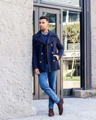 Blue Jeans with Pea Coat Outfits (110 ideas & outfits) | Lookastic