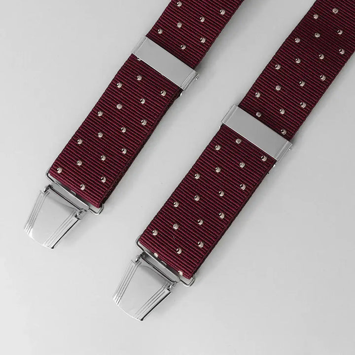 Men’s Premium Polka Dot Braces - Wine/Beige - Patterned Braces
