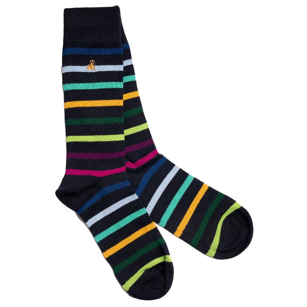 Black Small Striped Bamboo Socks - UK 7-11 (US 8-12 / EU 40-47) - Socks