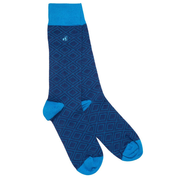 Blue Diamond Bamboo Socks - UK 7-11 (US 8-12 / EU 40-47) - Socks