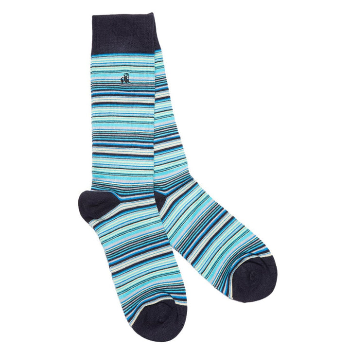 Navy and Blue Narrow Striped Bamboo Socks - UK 7-11 (US 8-12 / EU 40-47) - Socks