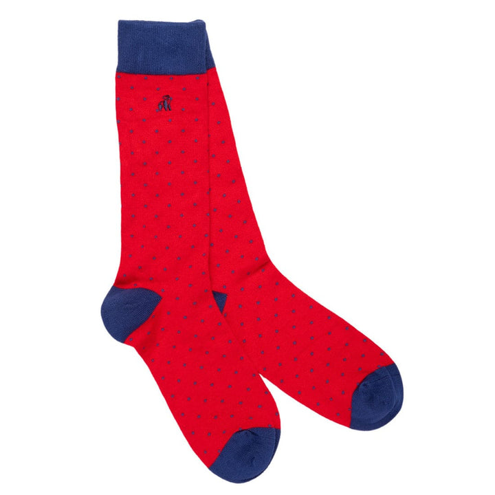 Spotted Red Bamboo Socks - UK 7-11 (US 8-12 / EU 40-47) - Socks