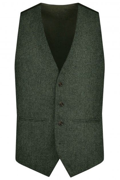 Torre Albert Green Pure Wool Light Weight Tweed Waistcoat - 34R Vests