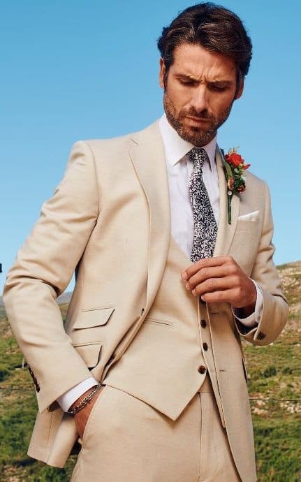 Torre Florence Beige Light Weight 3 Piece Suit - Suits