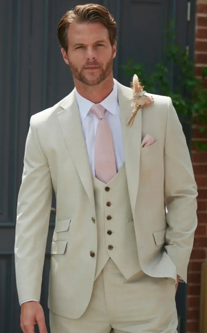 Torre Florence Beige Light Weight 3 Piece Suit - Suits