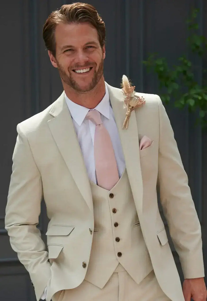 Torre Florence Beige Light Weight 3 Piece Suit - Suits