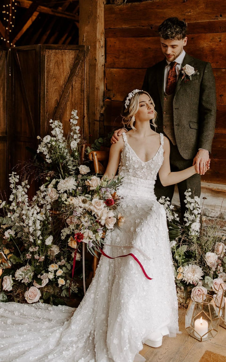 Torre Albert Green Tweed Suit with Marc Darcy Ted Tan Double Breasted Waistcoat - Suits