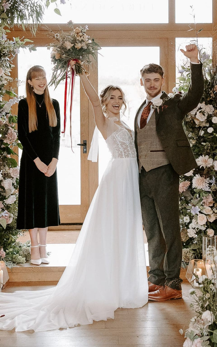 Torre Albert Green Tweed Suit with Marc Darcy Ted Tan Double Breasted Waistcoat - Suits