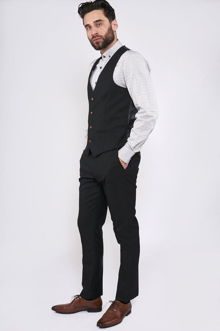Marc Darcy Max Black Three Piece Suit - Suit & Tailoring