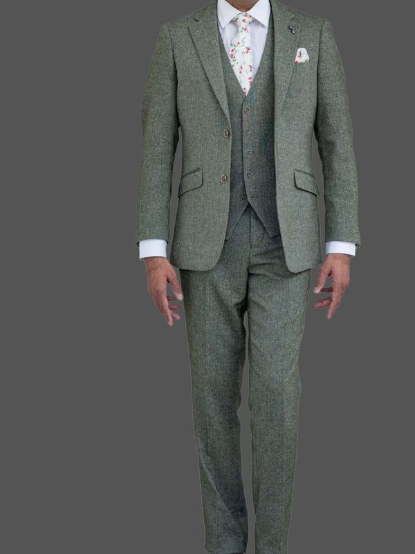 Skopes Jude Sage Green Tweed Wedding Suit Jacket - 36L - Suit & Tailoring