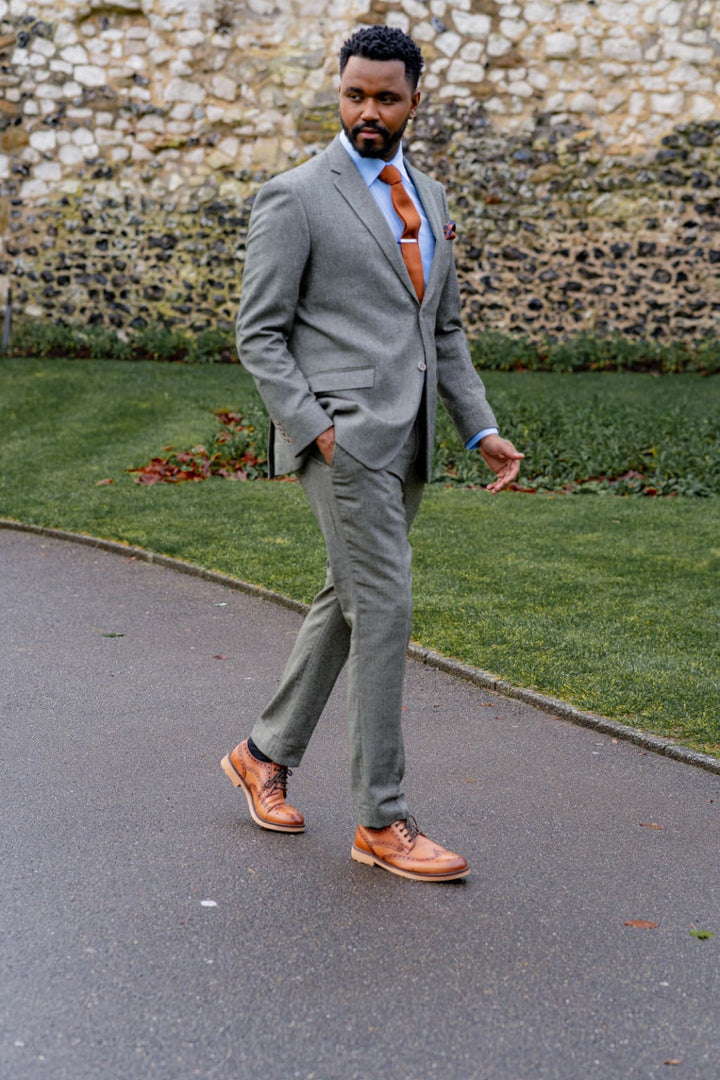 Skopes Jude Sage Green Tweed Wedding Suit Jacket - Suit & Tailoring