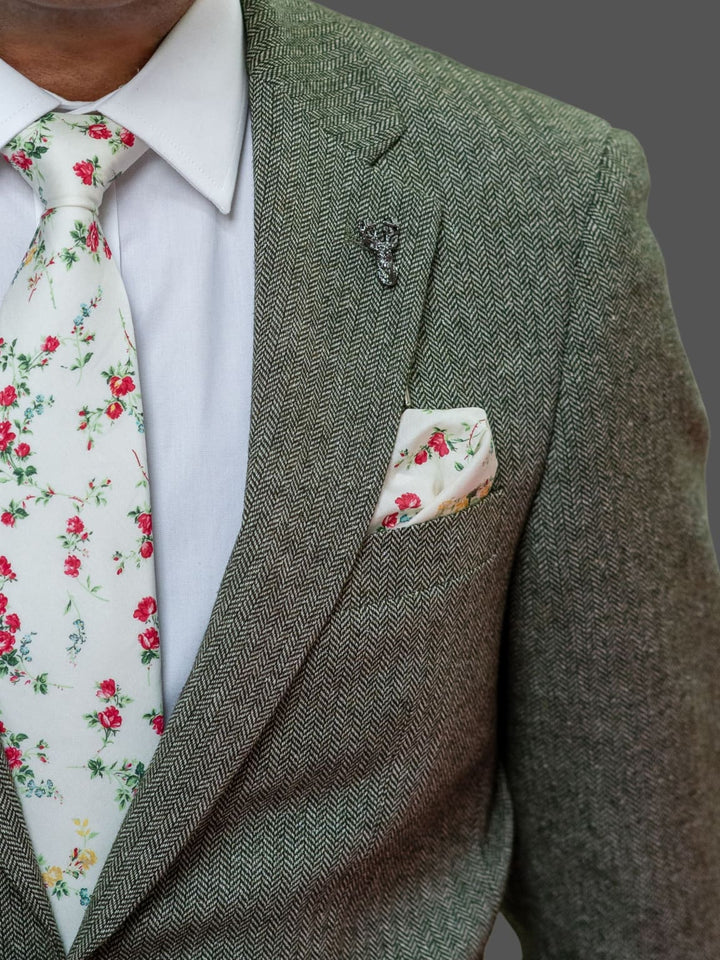 Skopes Jude Sage Green Tweed Wedding Suit Jacket - Suit & Tailoring