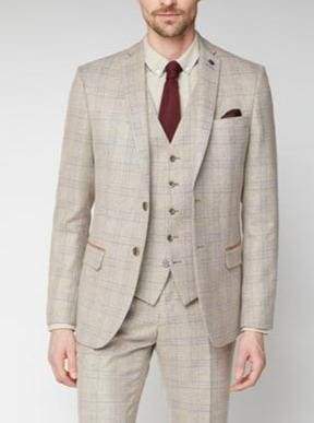 Antique Rogue Cream Tweed Overcheck Tweed Waistcoat - 32R - Suit & Tailoring