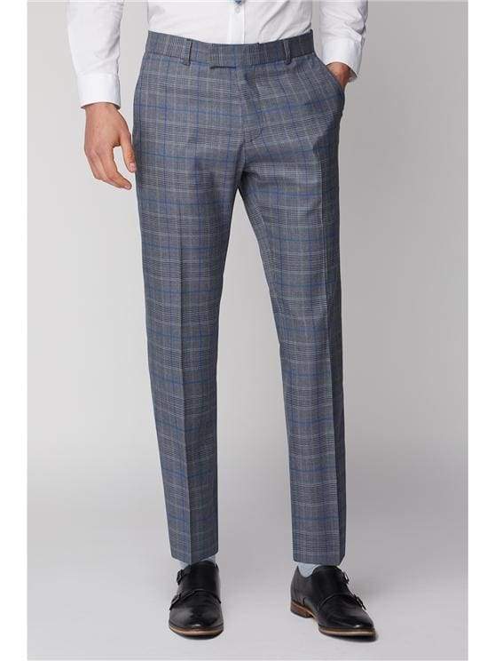 Antique Rogue Samuel Grey And Blue Check Trousers - 28S - Suit & Tailoring
