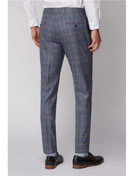 Antique Rogue Samuel Grey And Blue Check Trousers - Suit & Tailoring