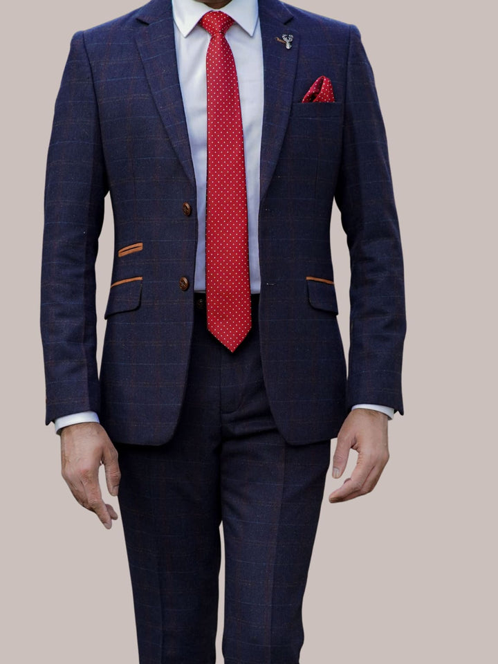 Barucci Bruno Men’s Navy Slim Fit Tweed Blazer - 36R - Coats & Jackets