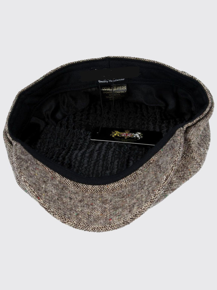 Barucci Elton Wool Blend Brown Donegal Tweed Baker Boy Cap - Accessories