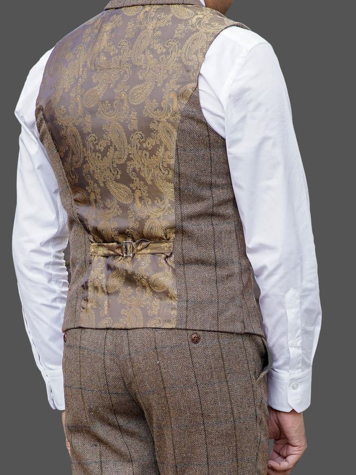 Barucci Marcus Men’s Vintage Brown Tweed Waistcoat - Vests