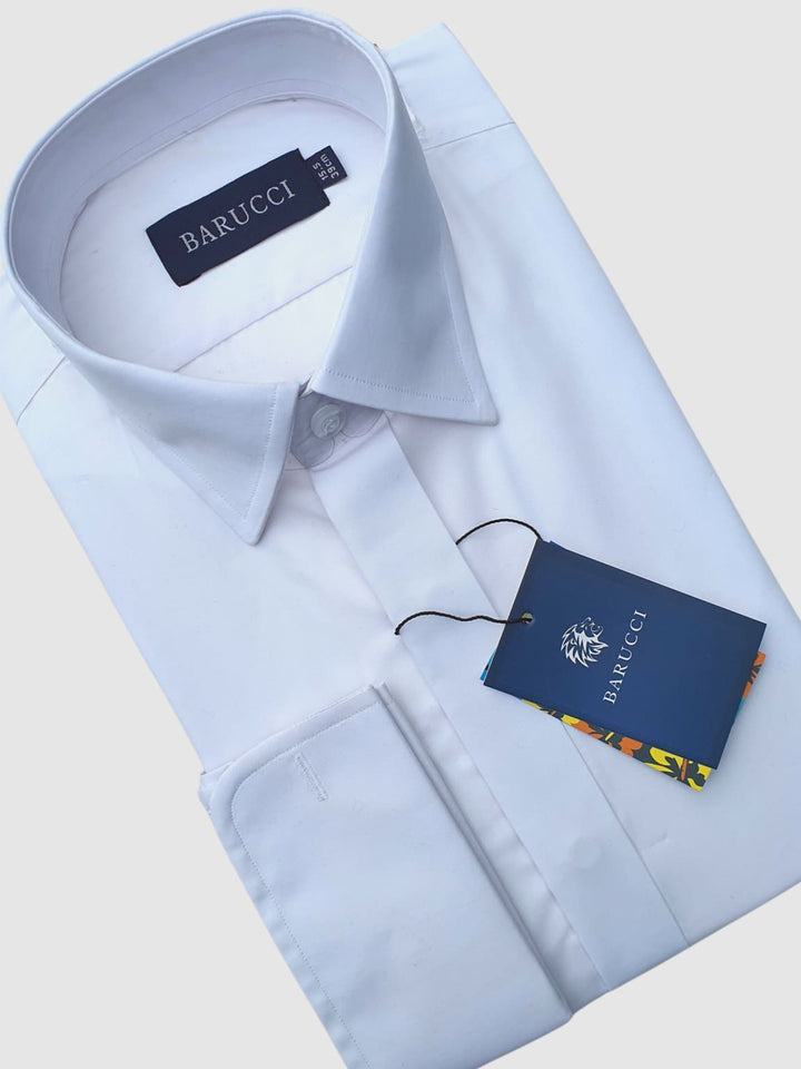 Barucci Men’s White Double Cuff Slim Fit Formal Shirt - Shirts