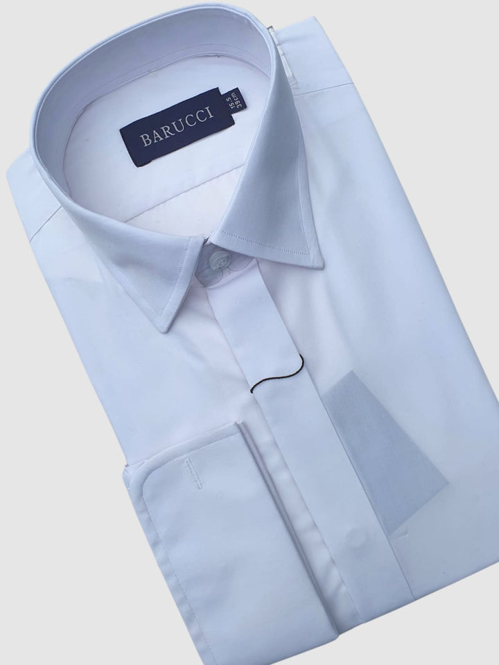 Barucci Men’s White Double Cuff Slim Fit Formal Shirt - 14.5 - Shirts